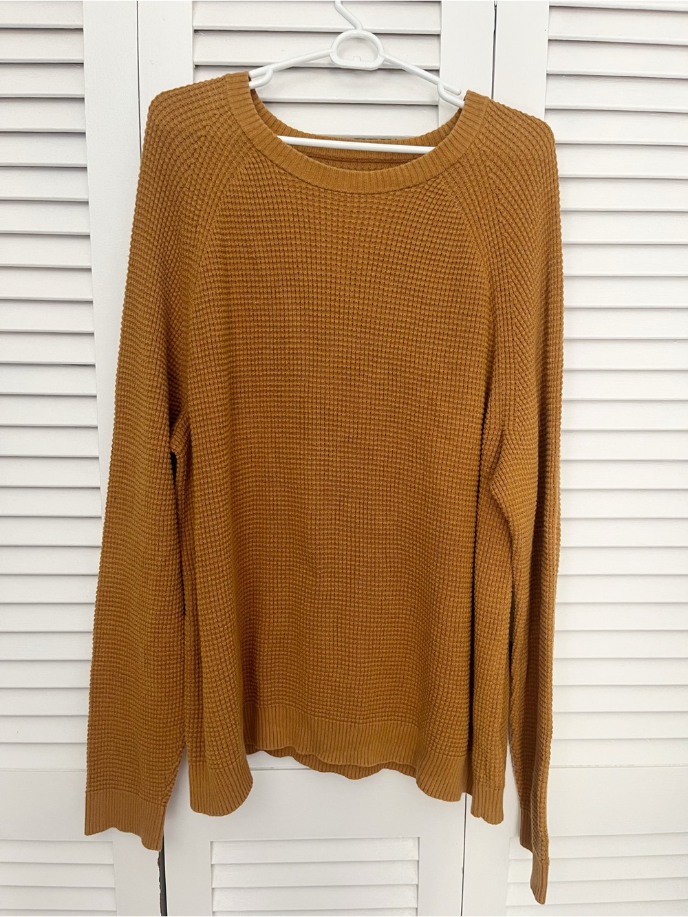 REI cooperative mustard waffle texture sweater men’s large